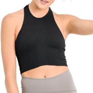 Mono B Seamless Racerback Crop Tank - Black